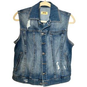 SOLD Design Lab Distressed Denim Jacket Vest Size L